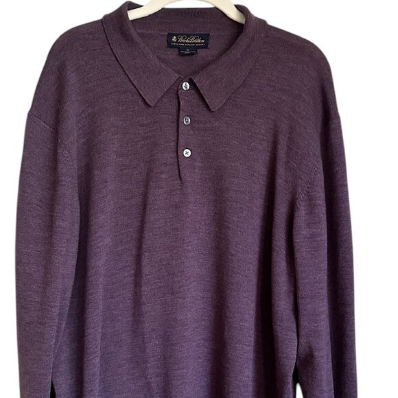 Brooks Brothers plum extra fine merino wool polo sweater Sz XL - Picture 1 of 6